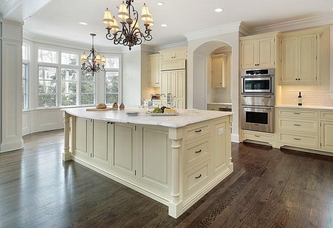 close-up of textured laminate flooring in a kitchen in Kerman