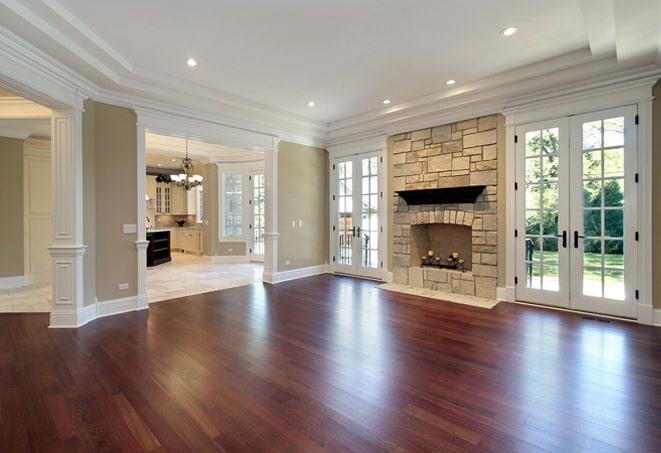 engineered hardwood flooring samples on display in a showroom